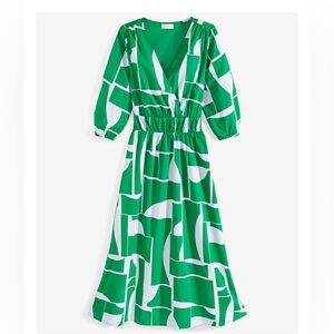 On 34 for Macys (like Anthropologie) Surplice Green Pattern Midi size XL